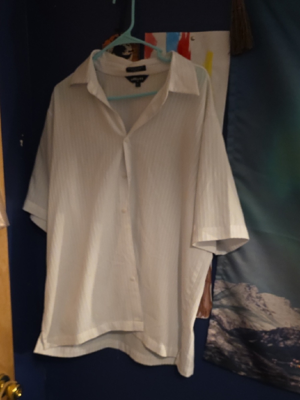 Current/Elliott Ivory Short-Sleeve Button-Down Shirt with Subtle Stripe